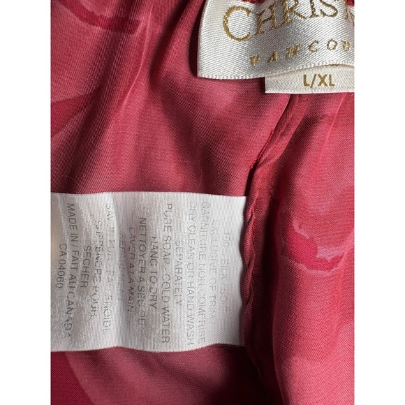 Christine Vancouver Lingerie Silk Pajama Bottoms Red Roses Wide Leg Luxury L/XL - Picture 4 of 8